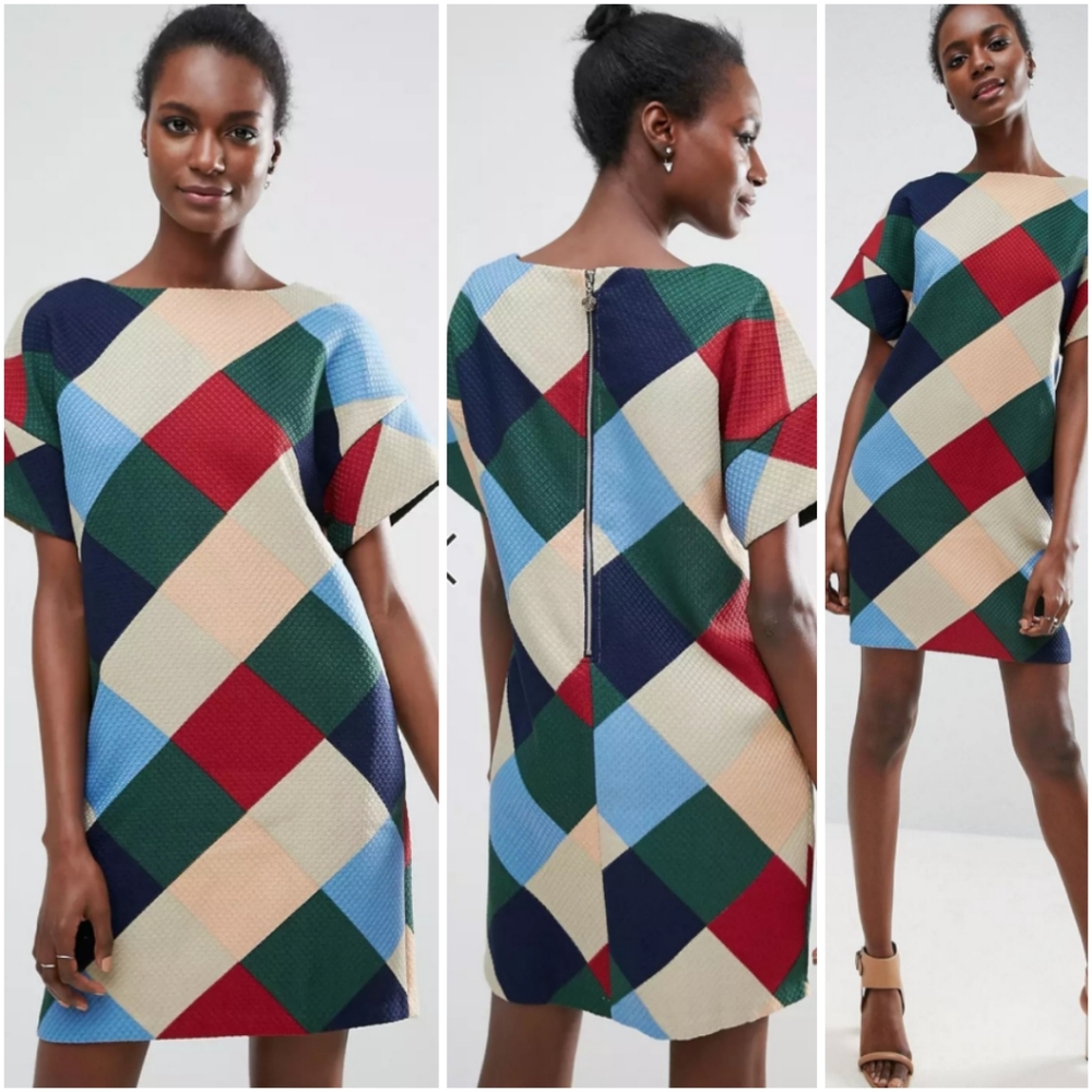 TRAFFIC PEOPLE color block shift dress XL